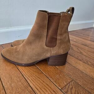 Gap brown Suede leather block heel ankle booties 8